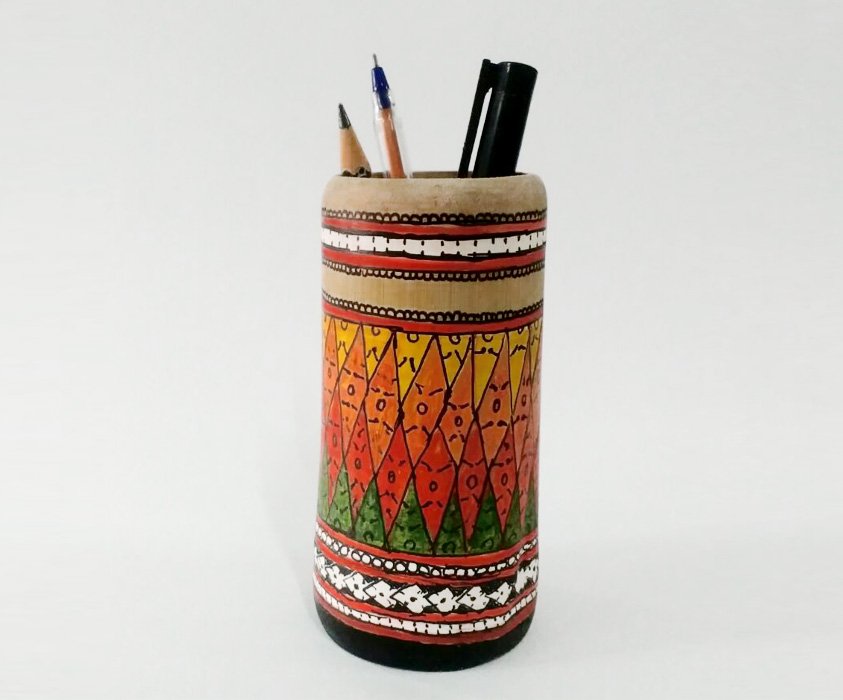 Decorative Hand Painted Pen Stand for Home Office Organizing